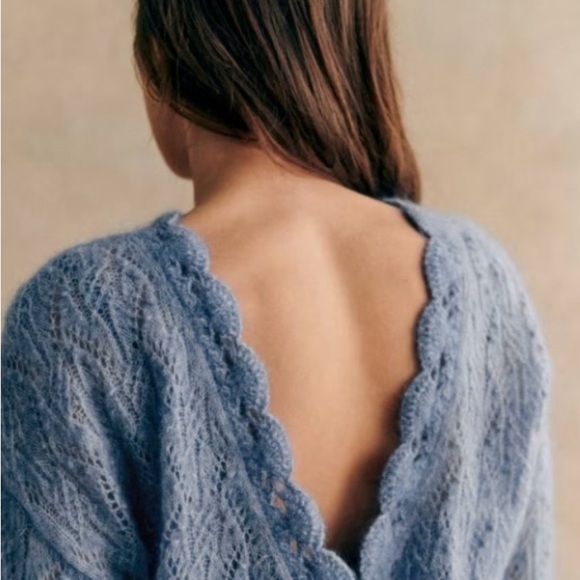 Sezane - Nathalia Scalloped Knit Sweater - Light Pink - Picture 5 of 6